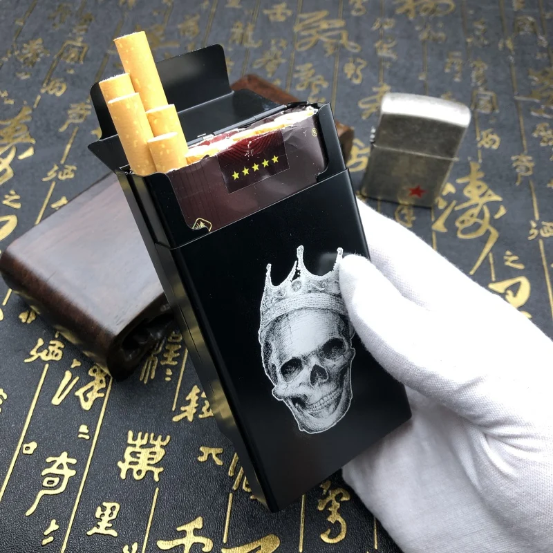 Металлический чехол для курительной сигареты, держатель для King Skull, карманная коробка, держатель для сигарет, контейнер для хранения, аксессуары для курения