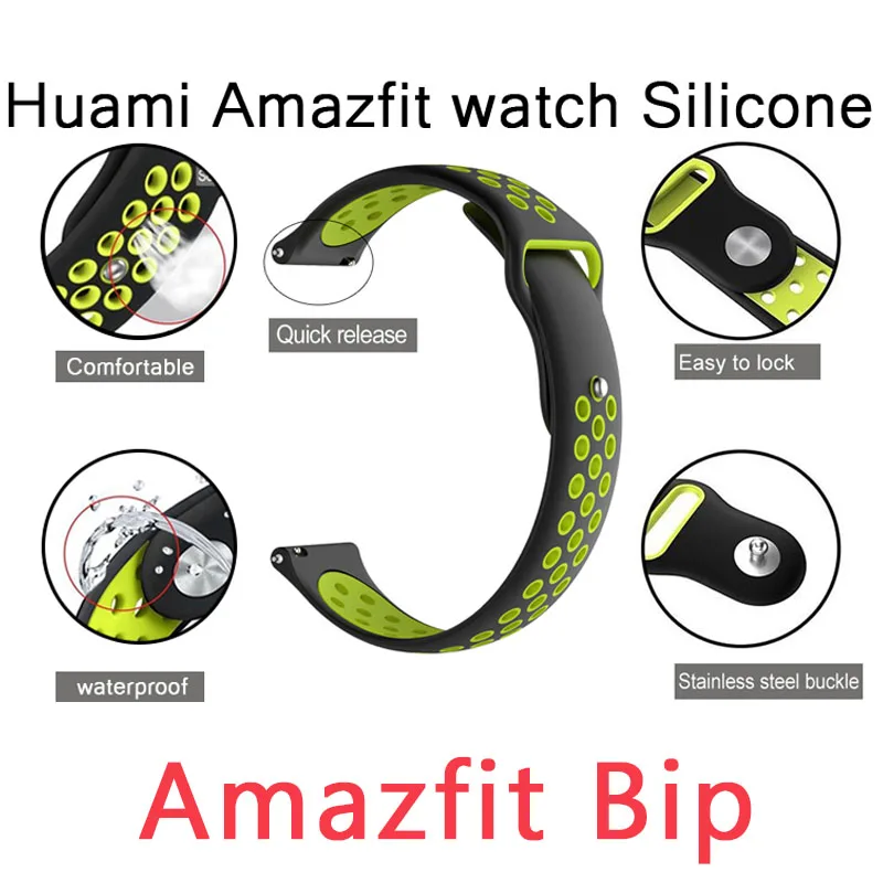 Xiaomi силиконовый ремешок Браслет Huami Amazfit bip Watch Band 20 мм Correa amazfit аксессуары для