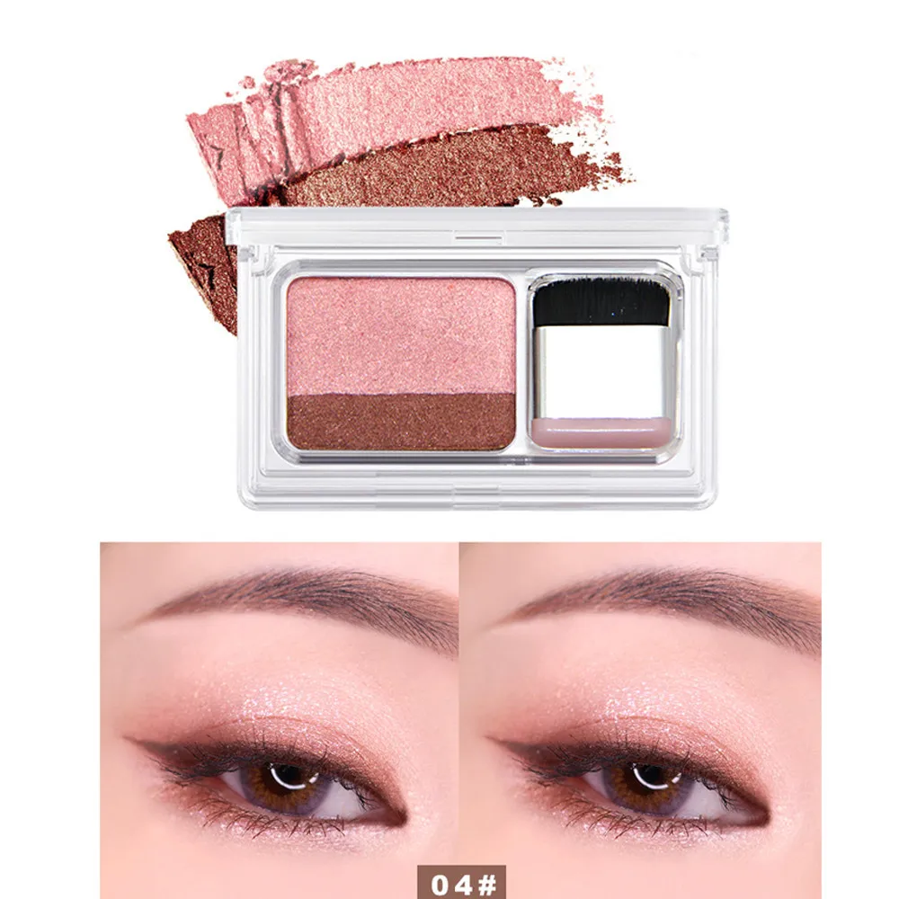 

Eyeshadow Stamp Eye Shadow Double Color Shimmer Palette Waterproof Long Lasting Natural Nude 5.14