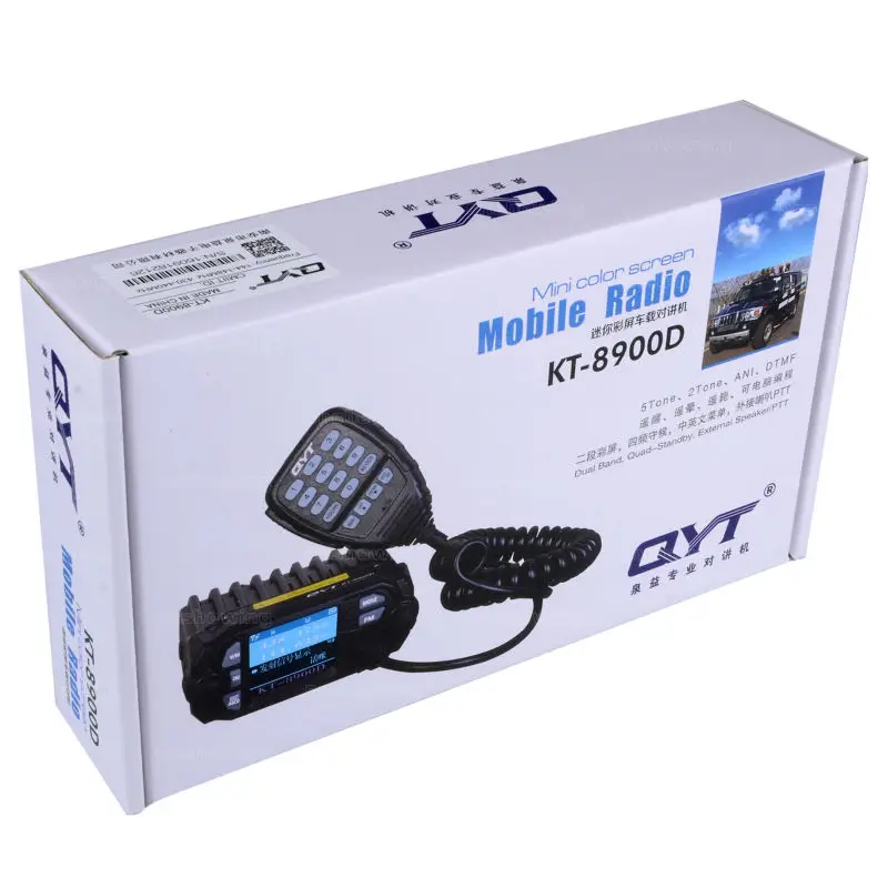 QYT KT-8900D, автомобильный радиоприемопередатчик, двухдиапазонный UHF400-480/VHF136-174MHz, мобильное автомобильное радио 25 Вт, автомобильное радио с антенной