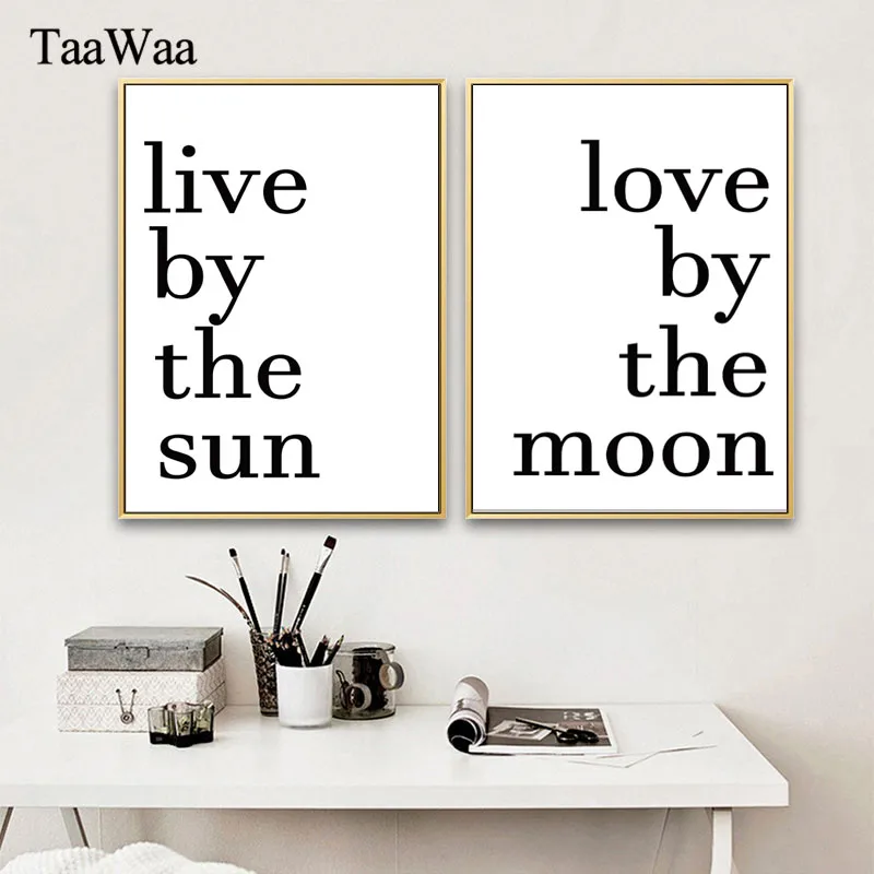 Live by the sun love moon минималистичный плакат с цитатами и принтом скандинавский