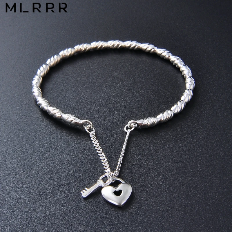 MLRRR Стерлинговое Серебро 990 пробы модная простая скрученная форма браслеты и