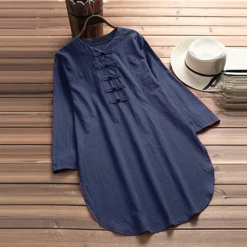 Plus Size 5XL Womens Tops and Blouses 2018 Harajuku Linen Vintage Long Sleeve Long Shirts Tunic Ladies Top Woman Clothes