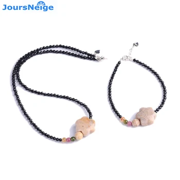 

Dropshipping Black Faceted Natural Stone Bracelets with Chrysanthemum Stone Star Shape Necklace for Women Fashion Jewelry Sets