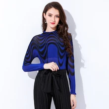 Miyake fold футболка с длинными рукавами футболка со стоячим принтом горячая распродажа