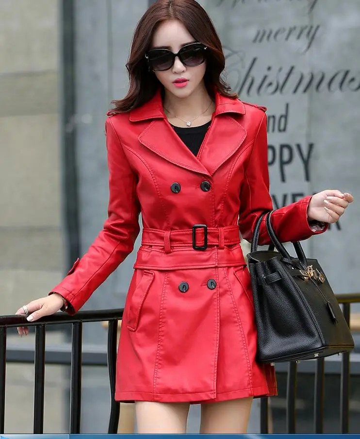 Fashion Plus Size L XL XXL XXXL 4XL Long Leather Jacket Women Leather