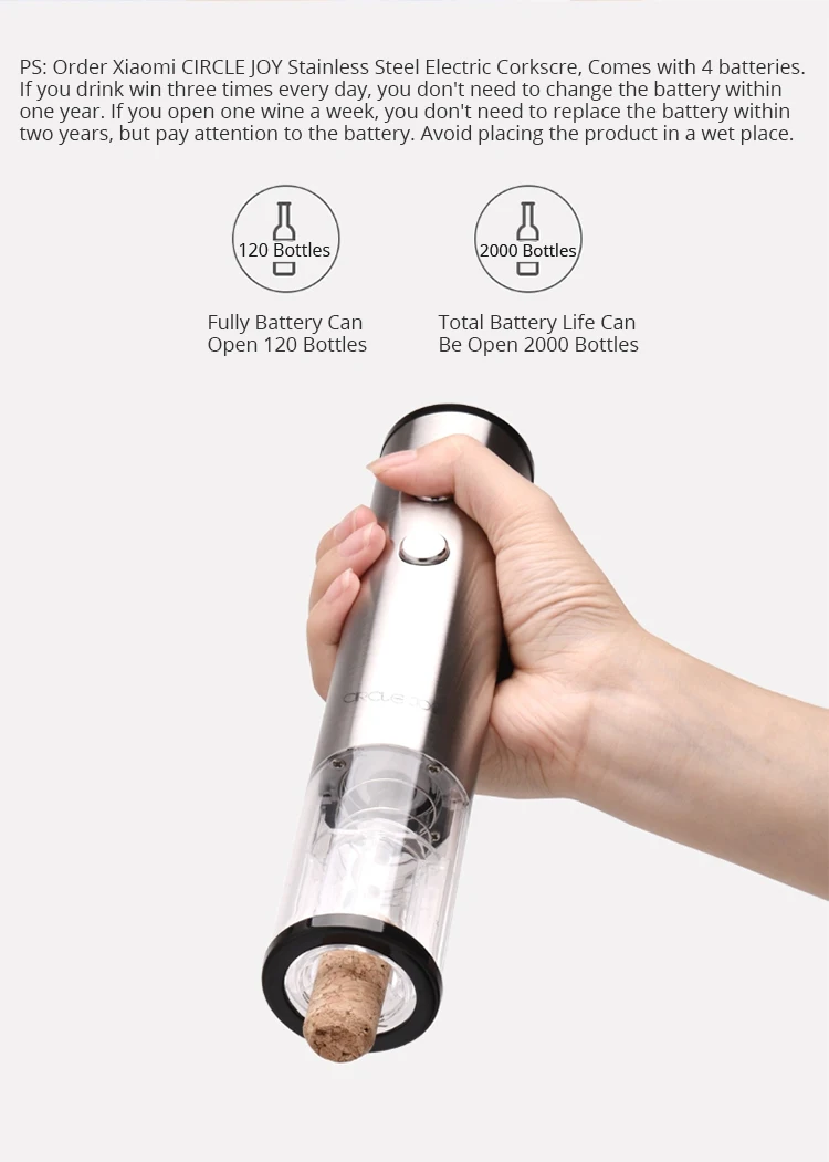 Xiaomi CIRCLE JOY Электрический штопор из нержавеющей стали для бутылки вина "умные" аксессуары для дома