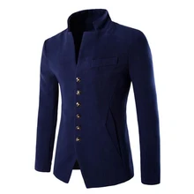 Осень г. Блейзер Для мужчин китайский воротник костюм Для мужчин S Блейзер Hommes повседневная куртка Для мужчин модные Костюмы Homme