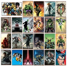 Мстители Капитан Америка она Халк росомаха Бэтмен плакат супергероя настенная табличка для бара бар Домашний декор винтажные металлические знаки YN175