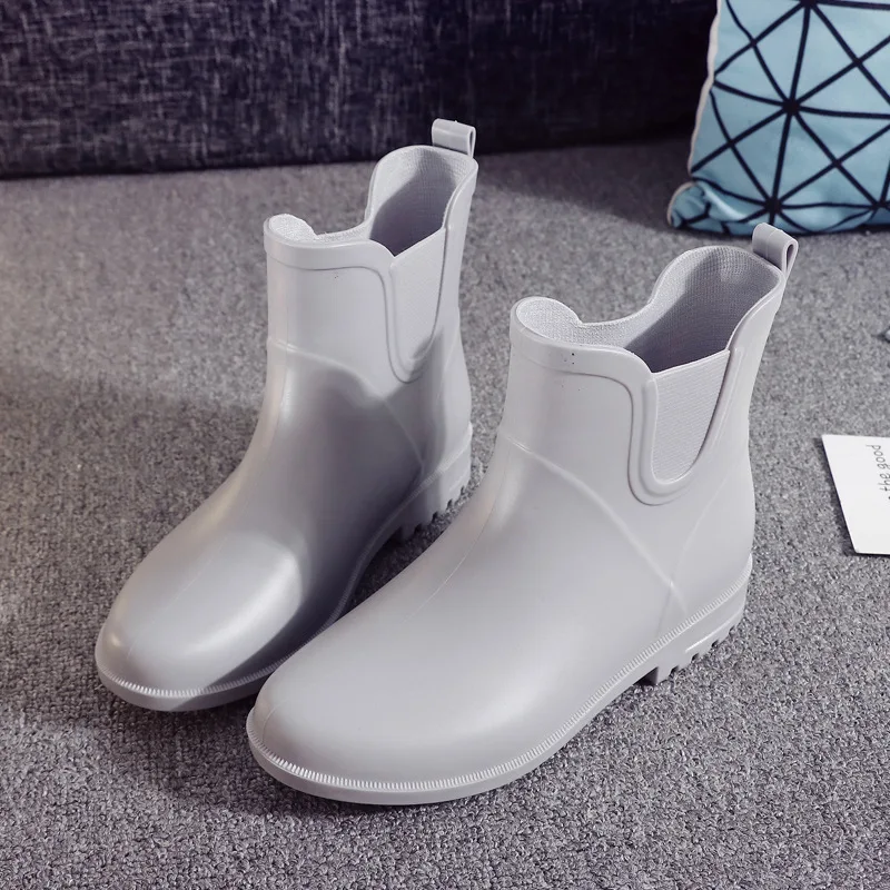 Botas de lluvia de media caña para mujer, zapatos de agua impermeables,  antideslizantes, cálidos, para el trabajo| | - AliExpress