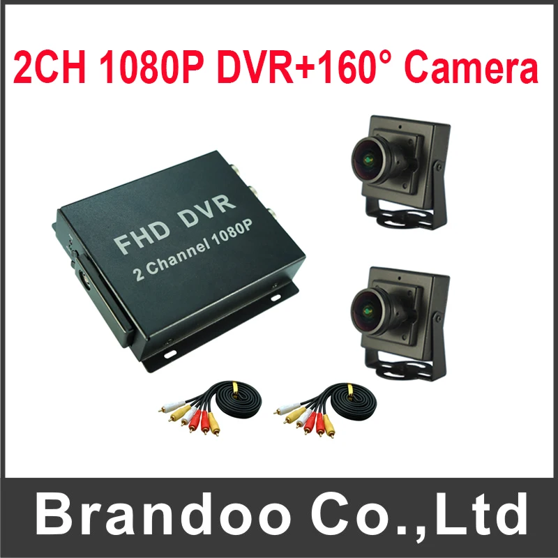2CH 1080P Car Dvr Kits Video Recorder For Taxi Bus With 2pcs 160 Degree Wide View Car  Camera Support Max 128GB SD Card