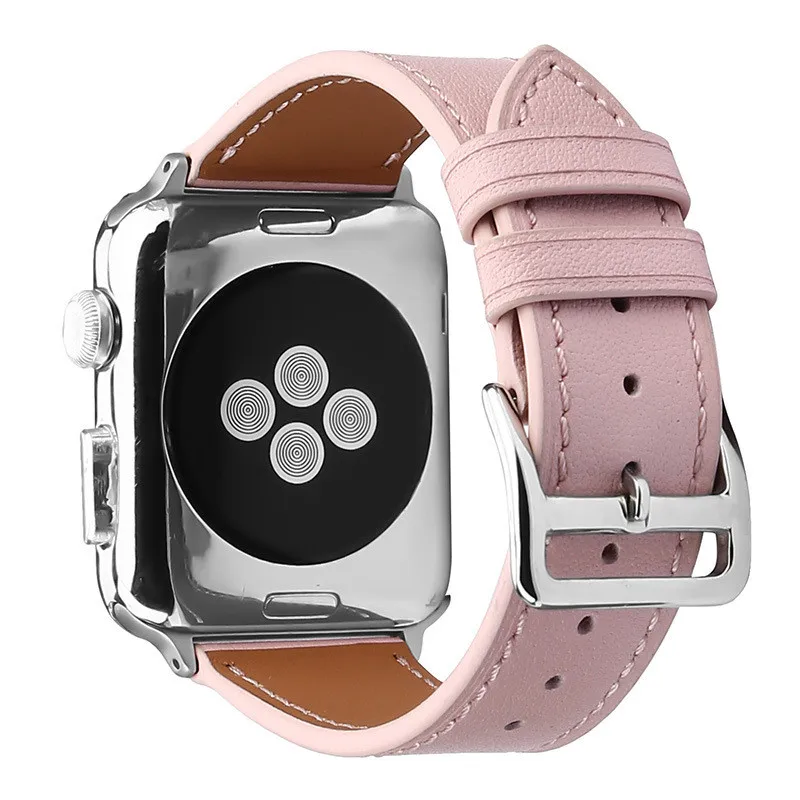 Кожаный ремешок для часов apple watch 4 5 6 40 мм 44 розовый браслет iWatch SE Series 1/2/3 38 42 женщин