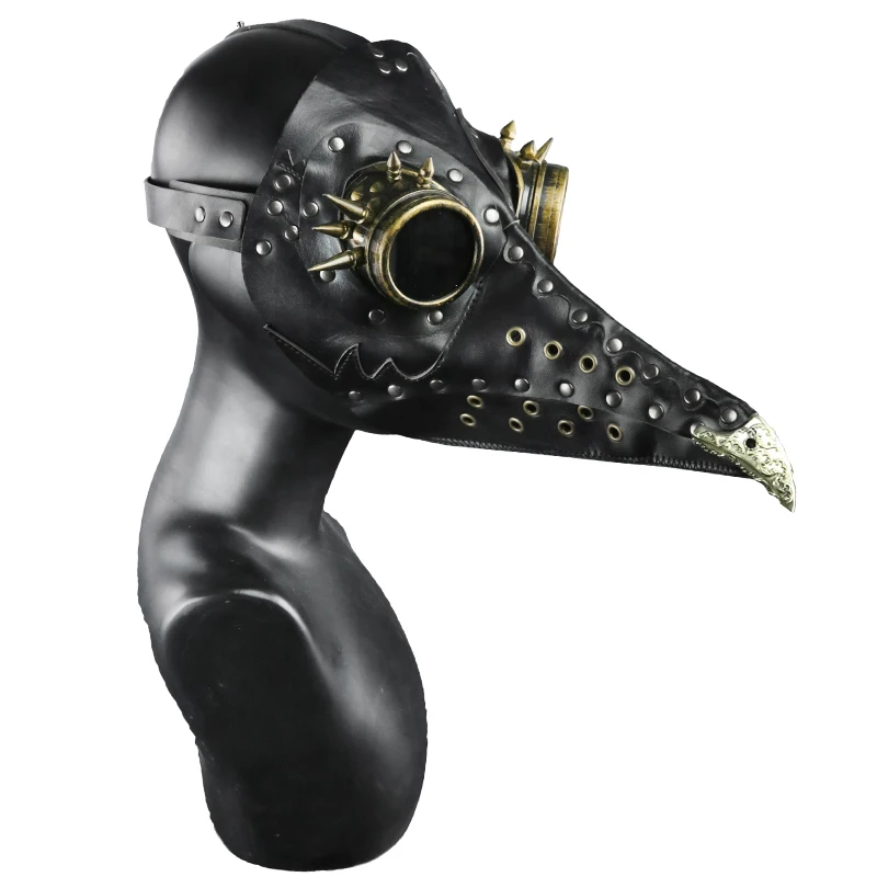 Пара панк унисекс чума доктор птица маска длинный нос черные костюмы маски Хэллоуин черная кожаная маска