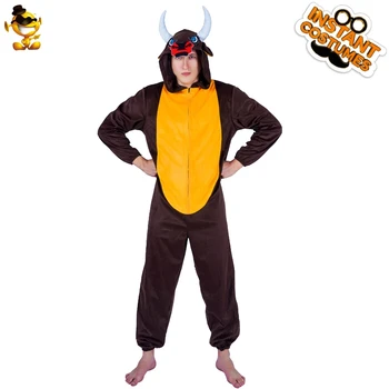 

Carnival Bull Costumes Roleplay Adult Man Bull Pajamas Soft Animal Pajamas for Halloween Party Costumes