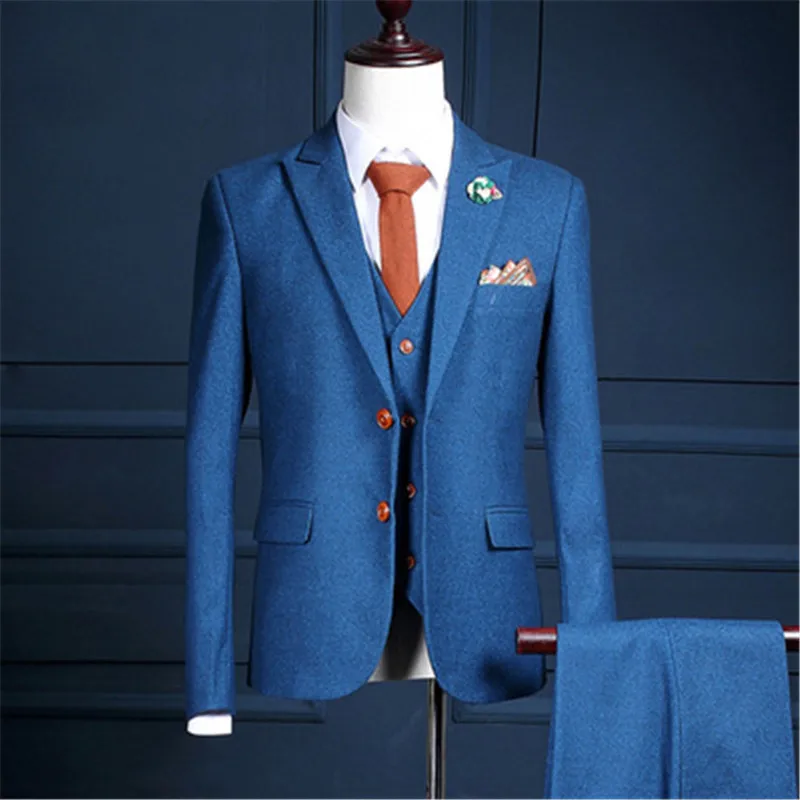 RUELK 2019 Famous Brand Mens Suits Wedding Groom Plus Size 3XL 3 Pieces(Jacket+Vest+Pant) Slim Fit Casual Tuxedo Suit Male
