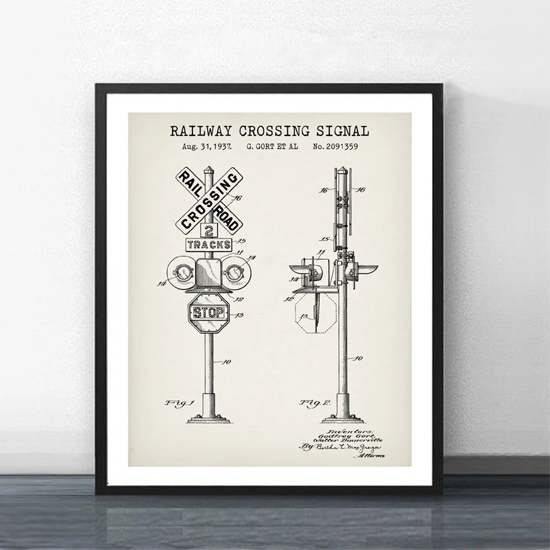 Railroad Signal Patent Prints Home Decor
