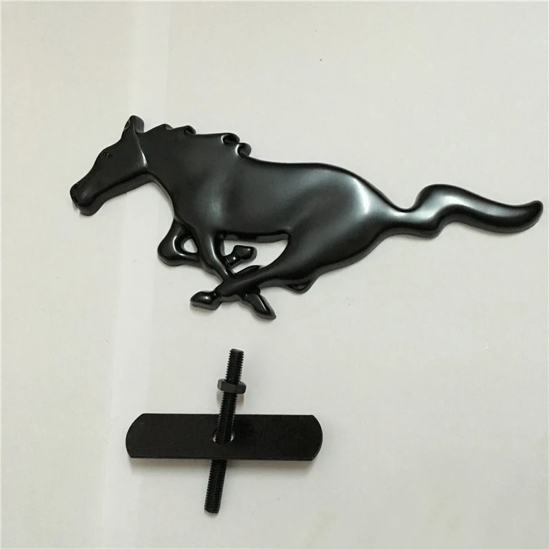 Universal New Car Auto Front Hood Grille 3D Black Horse Metal Alloy
