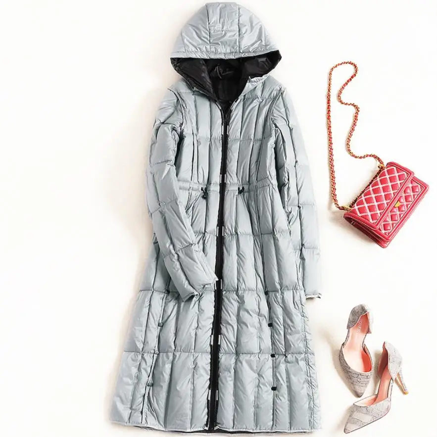 Winter Women Duck Downs Jacket Parkas Long Down Coat Ladies Ultra Light