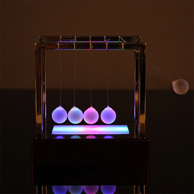 

1Pcs Decor Newton Pendulum Gift Balance Ball Desktop Toy Gift Glowing LED Physics Science Pendulum Fun Desk