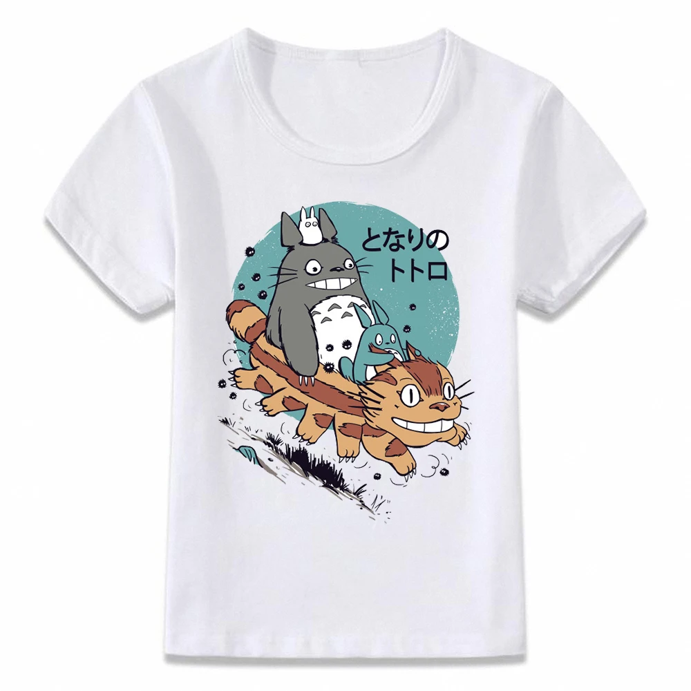 Детская одежда футболка Мой сосед Тоторо и кот автобус аниме лес дух мальчиков и девочек рубашки для малышей oal100 - Цвет: oal100g