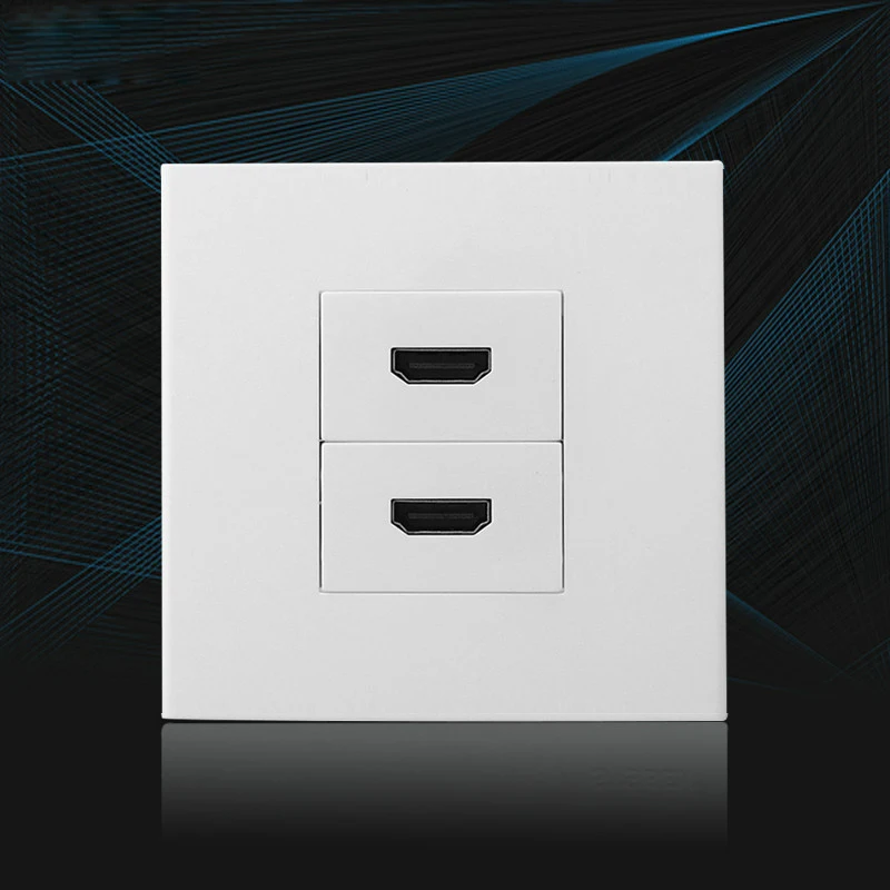 

White Color HDMI1.4 Bending 90 Degree HDMI Wall Outlet 86x86mm Worldwide Using Faceplate