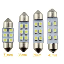 YM E-Яркий 2000 шт. C5W 6 SMD 31 мм/36 мм/39 мм/41 мм 3528 1210 6 светодиодный купол с фестонами светодиодный светильник лампы Автомобильный светильник Интерьер белый 12V