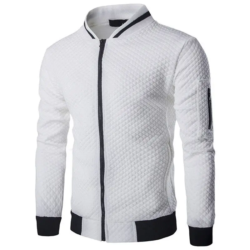 

Mens Hoodies 2019 Male Brand Casual Zipper Jacket Stand-Neck Sudaderas Hombre Sweatshirt White Check 3D Plaid Tracksuit XXL