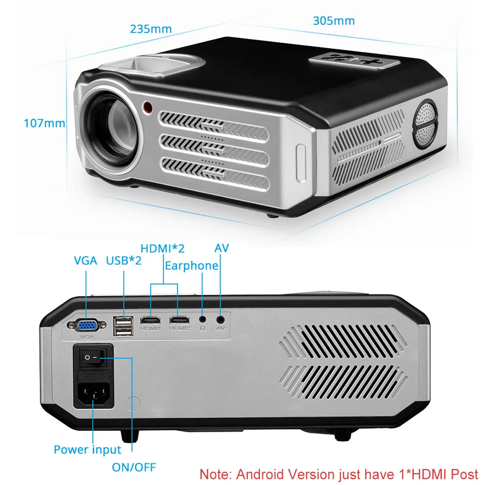 Rigal RD817 LED Android Projector 3500 Lumens Smart WIFI Projector Video HDMI USB Full HD 1080P Projetor TV Home Theater Beamer