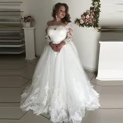 Vestido De Noiva манга Longa с открытыми плечами свадебное платье одежда длинным рукавом кружево Плюс размеры Свадебные платья 2019 халат де mariée