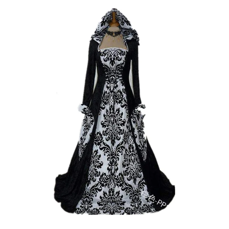 

Halloween Costume Wicca Witch Medieval Dress Women Adult Plus Size Scary Cosplay Gothic New Wizard Halloween Costumes for Women