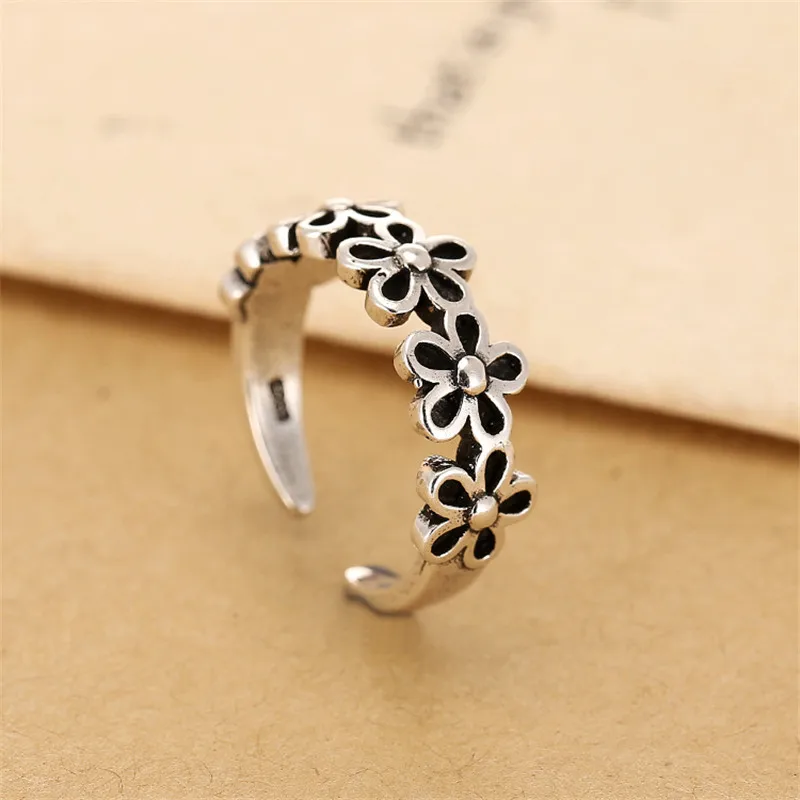 

925 sterling silver Opening a finger ring Flowers restore ancient ways Women's fashion jewelry wholesale