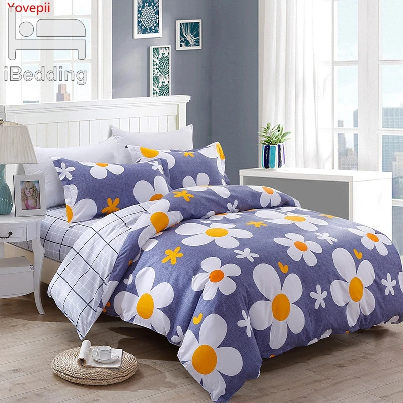 

Yovepii Flower Bedding Set 3/ 4pcs Flat sheet, pillowcase&duvet Cover Set AB Side Bed Linens cotton%polyester Bedclothes Kid Bed