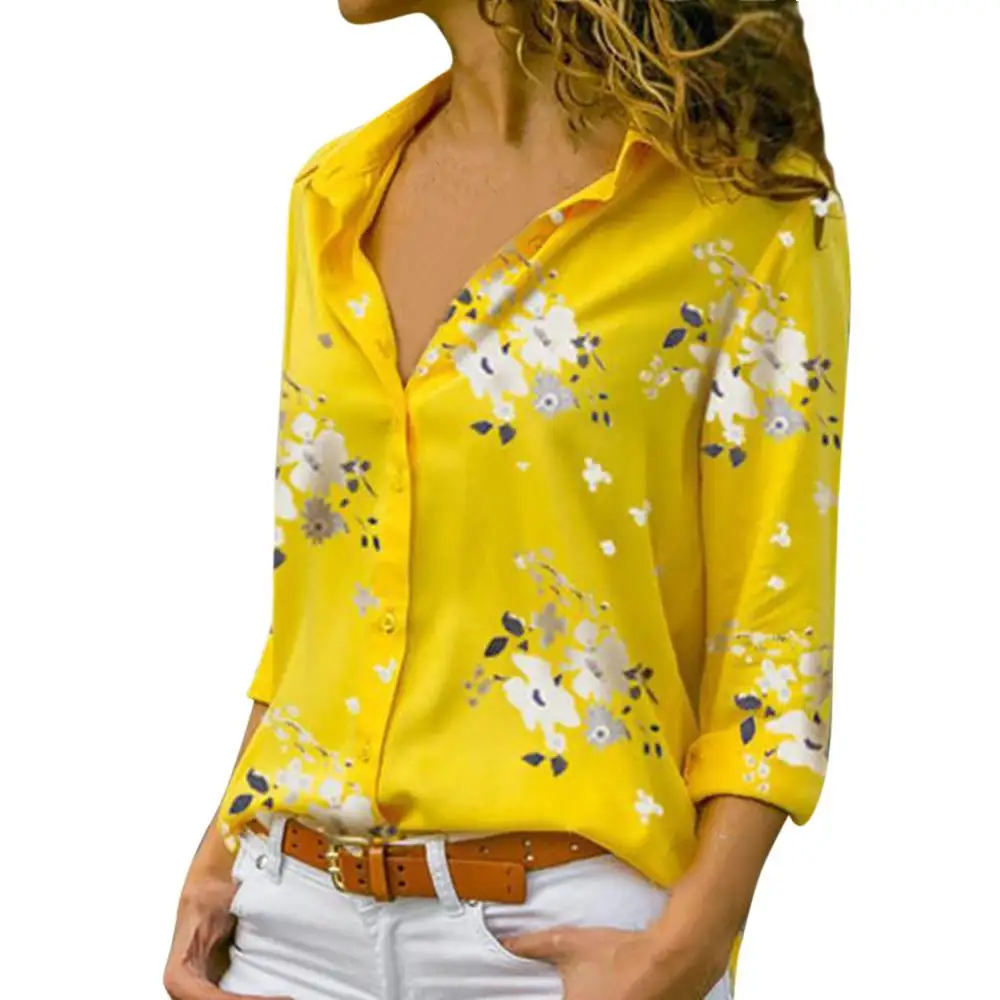 Women tops Plus Size Loose Print V-neck Long Sleeve Print Blouse Pullover Tops Shirt Blouse Women Summer Office Shirts Elegant