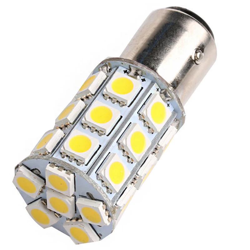 1157 BAY15D Авто Светодиодный свет 24 в 5050 SMD 27 Светодиодный светильник теплый белый для поворотов Световой Сигнал предупреждение о тормозе задний противотуманный фонарь 2 шт