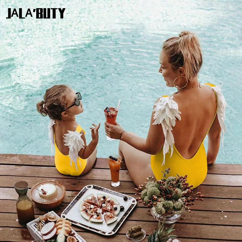 

Swimsuit with Wings One Piece Swimwear Solid Thong Bikinis Sexy Open Back Push Up Swimsuit Girls One-piece Swimsuits Bodysuit