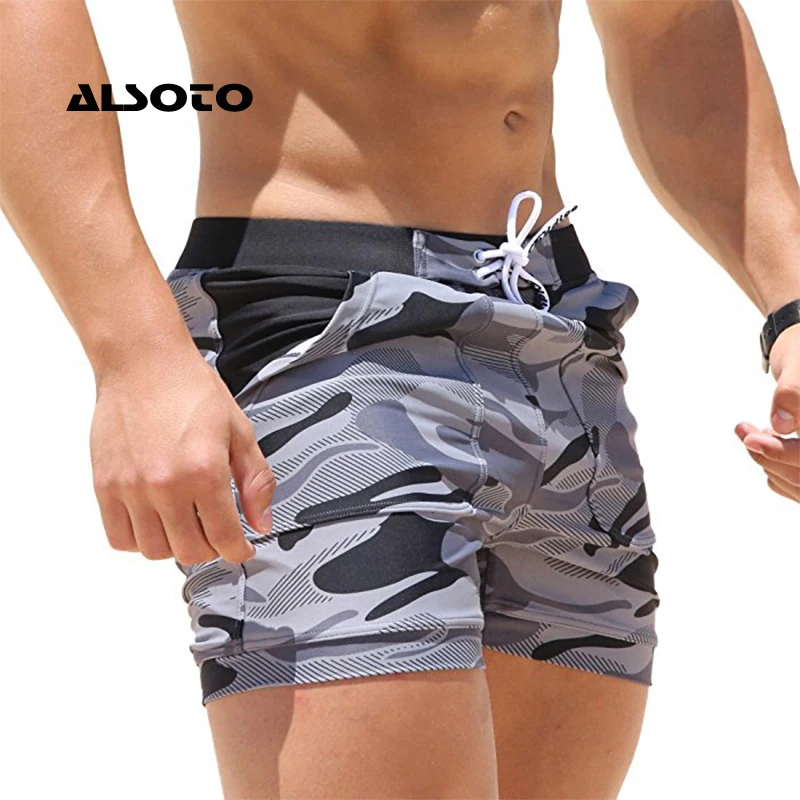 

ALSOTO Mens Swimwear Brand Sexy Men's Swimwear Swimsuits Maillot De Bain Basic Swimming Beach Long Board Shorts Boxer Men