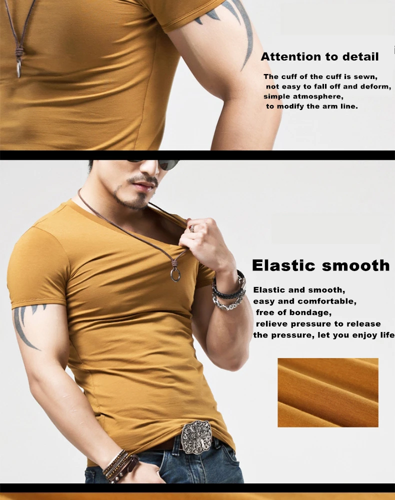 2020 Brand New Men T Shirt Tops V neck Short Sleeve Tees Men's Fashion Fitness Hot T-shirt For Male Free Shipping Size 5XL