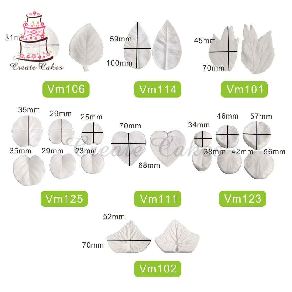 26 шт. листьев Пресс плесень коллекция формы украшения торта помадка торт 3D Еда Класс силиконовые формы Sugarcraft Вайнер формы