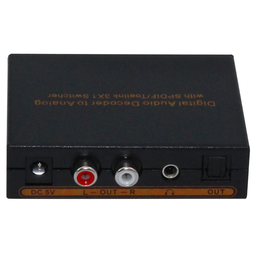 

Digital to Analog Audio Decoder with SPDIF/Toslink 3X1 Switch Support 5.1-Channel Audio,SPDIF+L/R+ Spdif Headphones Audio