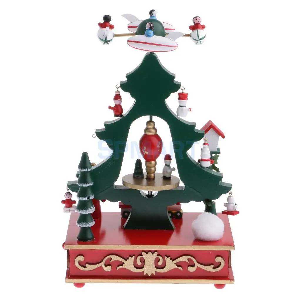 Novel Toy Music Box Christmas Xmas Tree Model w/ Mini Snowman Doll