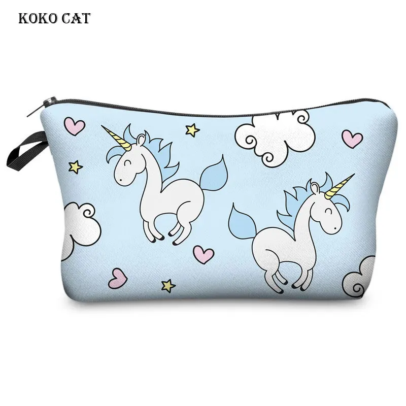 

Women Cosmetic Bag Multicolor Pattern 3D Unicorn Printing Makeup Bags Travel Organizer Cosmetics Pouchs Ladies Toiletry Pack