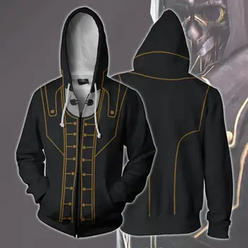 

2019 Game Dishonored 2 Daud Cosplay Costumes 3D Print Dishonored Hoodies Sweatshirts Fashion Zipper hooded Jacket clothing