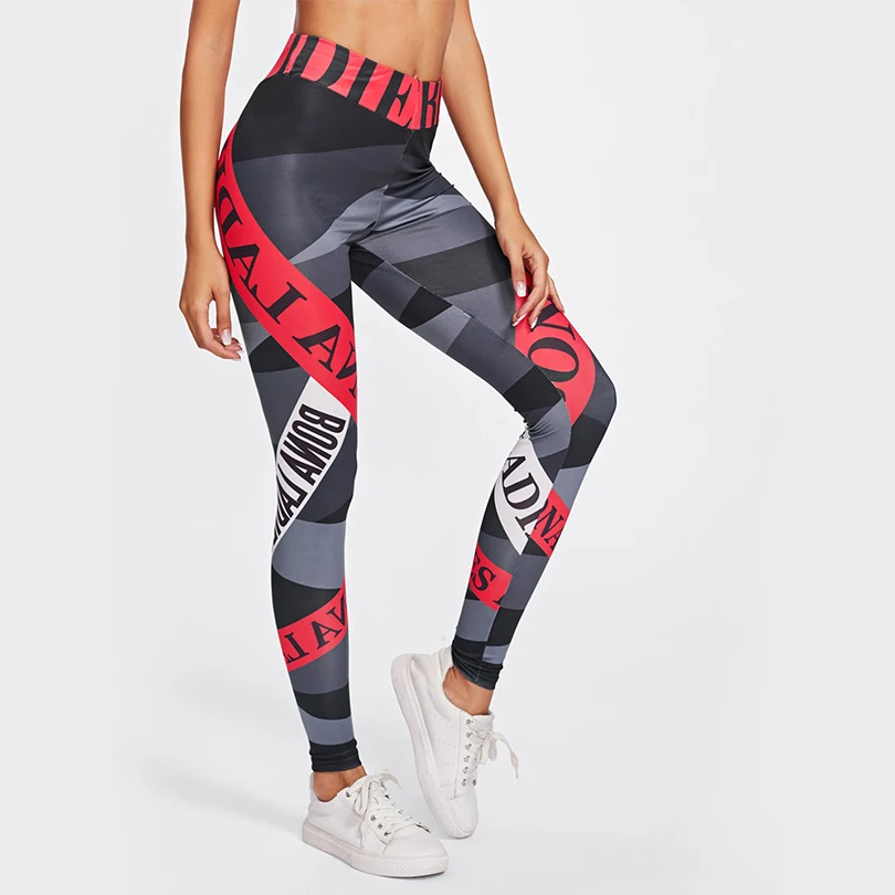 

Sexy High Waist Letter Women Leggings Push Up Hip Work Out Patchwork Leggings For Female 2019 Fashion Pants Sports Run Clothes