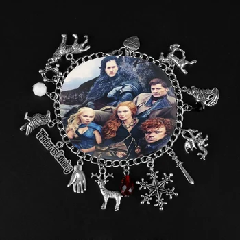 

HANCHANG Hot Movie Jewelry Snowflower King Of Hand Animal Game Of Throne Letter Pendant Bracelet Vintage Chain A Bracelet