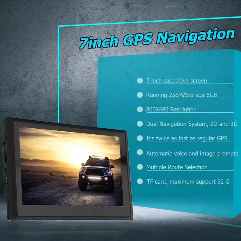7 дюймовый автомобильный GPS навигатор 2019 карта 256MB + 8GB грузовик портативный