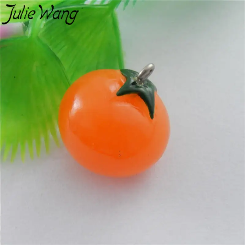 Julie Wang 5pcs Resin Tomato Fruit Vegetable Charm For Necklace Pendant