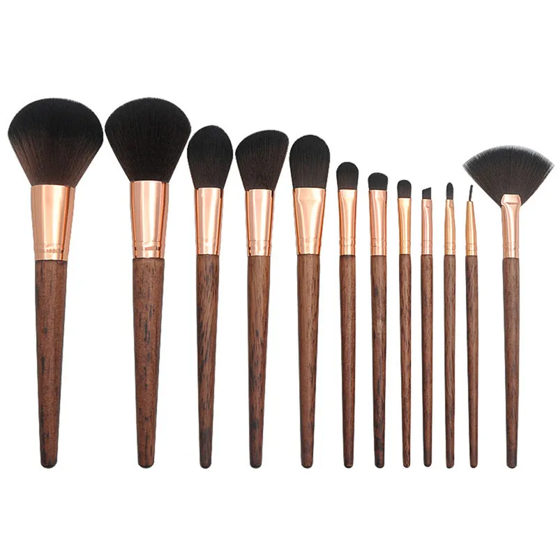 

Professional 12Pcs Wool fiber hair Makeup Brush Set Cosmetic Tool Powder Cheek Eyeshadow Eyeliner Brow Eye Shadow Foundation