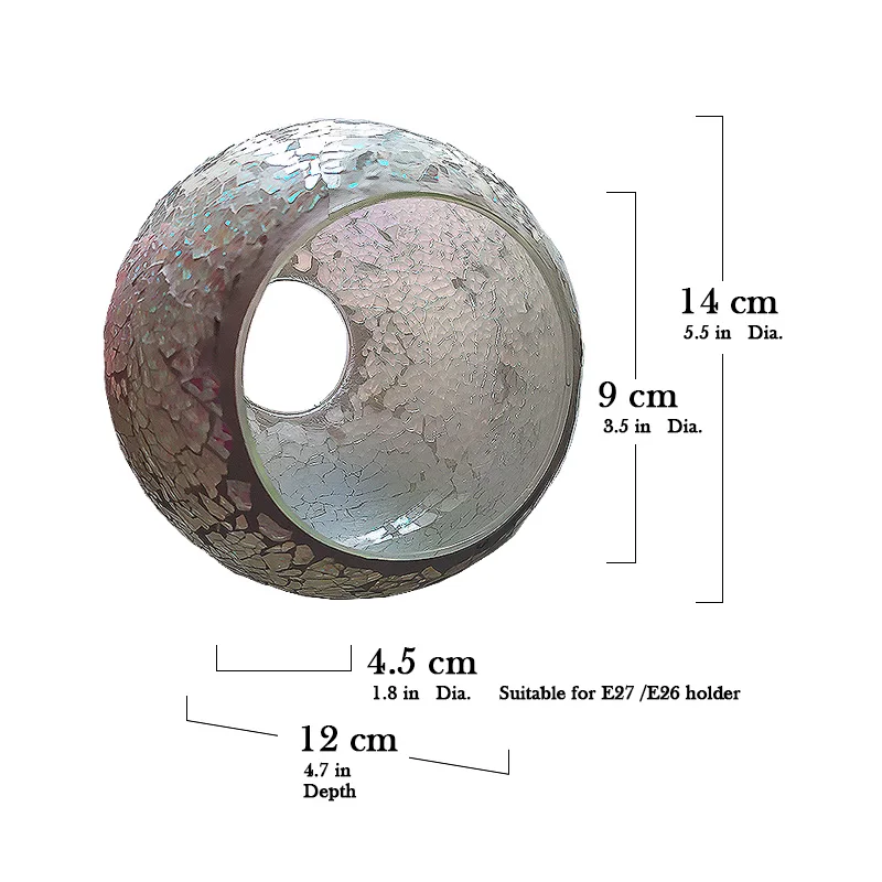 Сферический мозаичный стеклянный абажур, цветной светильник, который можно посмотреть непосредственно, используется в настенных и настольных светильниках или для украшения стола - Цвет корпуса: Silver-Light purple