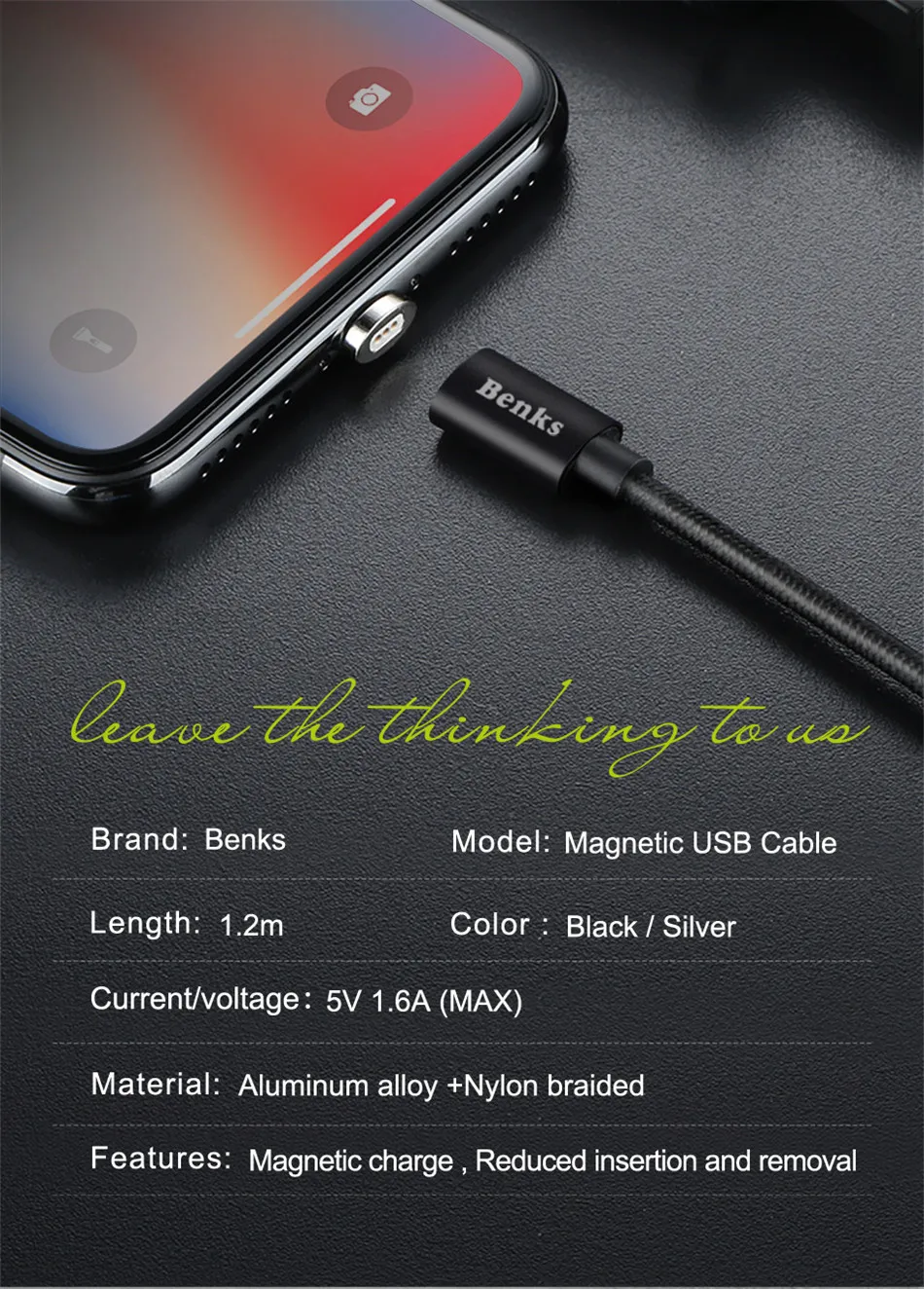 Benks Powerful Magnetic Type-C Charger Cables For Samsung S8 Huawei P10 Plus Xiaomi 6 Nylon USB C Phone Fast Charging Cable 1 (10)