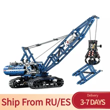 Серия Блоков Technic, двигатель грузовика, моторизированный гусеничный кран, 1401 шт., кирпичи, строительные блоки, игрушки для детей, наборы техники